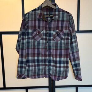 Kuhl Alina Flannel Plaid women’s shirt Size Large Fits Medium outdoor trail